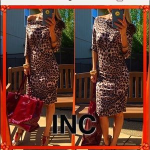 INC midi leopard print dress
